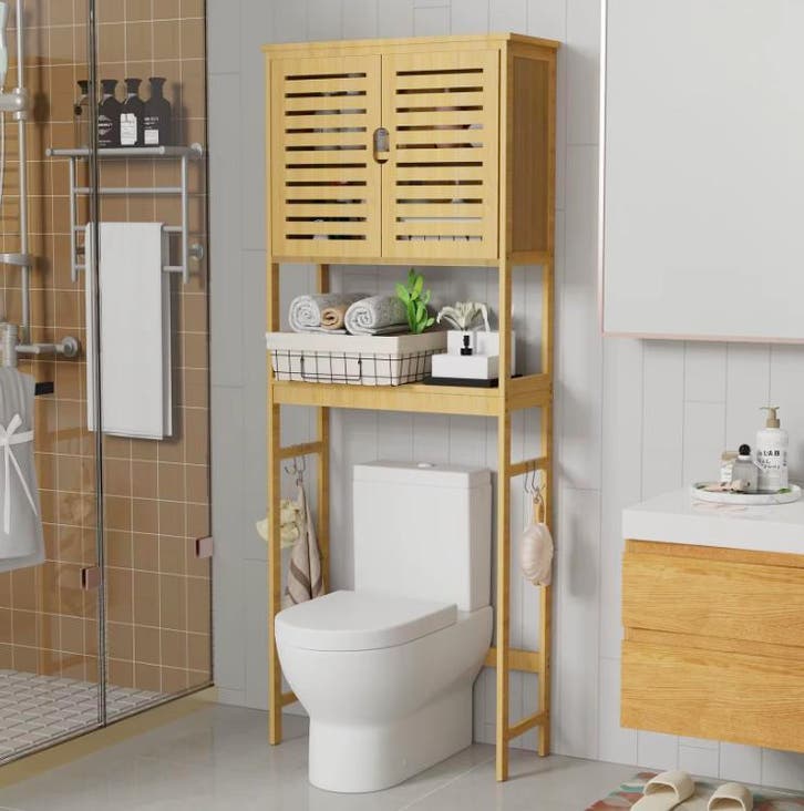 Bamboe Ombouwkast – Bergruimte Boven Toilet of Wasmachine, Huis en Inrichting, Badkamer | Badkamermeubels, 25 tot 50 cm, Nieuw