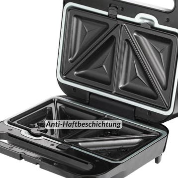 Sandwich Maker 3in1 Zwart/Zilver 1000W (Kook-Bakplaten), Witgoed en Apparatuur, Verzenden, Nieuw