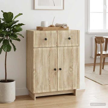 vidaXL Dressoir Sonoma Eiken 66 x 34,5 x 90 cm Bewerkt hout, Verzenden, Nieuw, Overige houtsoorten, Minder dan 50 cm