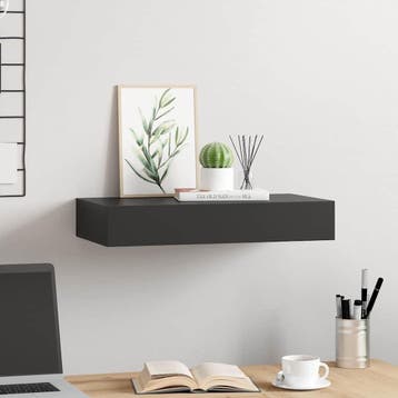 vidaXL Wandschap met lade zwevend 48x25x8 cm zwart, Verzenden, Nieuw