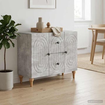 vidaXL TV-kast met lade Betongrijs 89 x 34,5 x 60 cm Bewerkt, Minder dan 50 cm, Verzenden, Nieuw, Minder dan 100 cm
