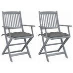 vidaXL Tuinstoelen 2 st inklapbaar met kussens massief, Verzenden, Nieuw, Hout