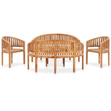 vidaXL 5-delige Loungeset banaanvormig massief teakhout, Verzenden, Nieuw, Teakhout, Loungeset