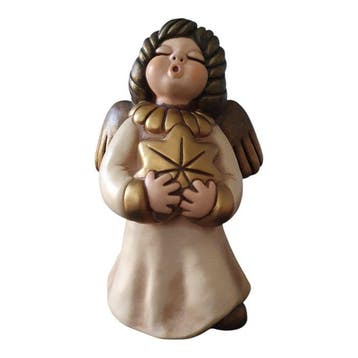 Thun - Beeldje, Angelo con Stella di Natale Oro - 20 cm -