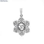 925 Zilveren ohm lotus mandala kettinghanger, Verzenden, Nieuw, Zilver