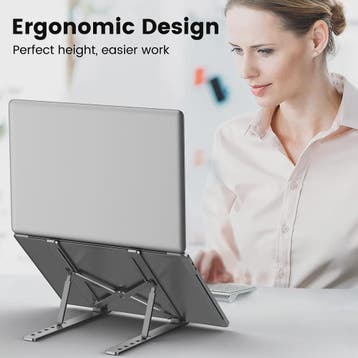Verstelbare Aluminium Laptopstandaard - Ergonomisch & Koelen, Computers en Software, Laptopstandaarden, Verzenden, Nieuw
