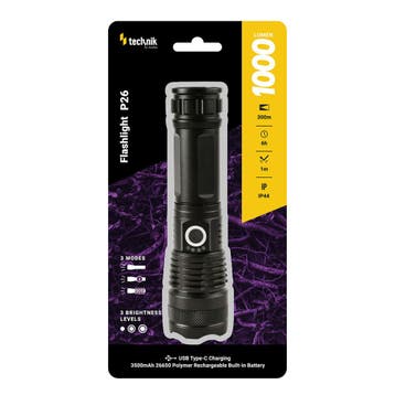 Technik P26 Focusbare LED Zaklamp - 1000lm - 300m Bereik..., Ophalen of Verzenden, Nieuw