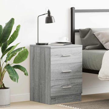 vidaXL Nachtkastje 38x35x56 cm bewerkt hout grijs sonoma, Minder dan 45 cm, Verzenden, Nieuw, 55 tot 70 cm