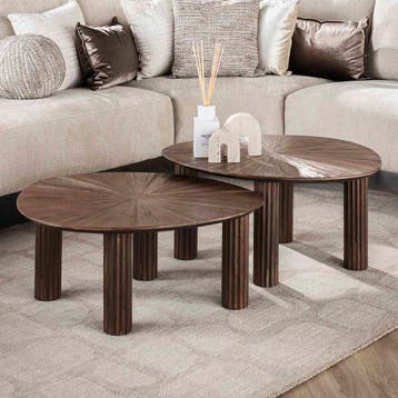 *WOONWINKEL* Salontafel Set Bruin Teakhout 2-delig, Huis en Inrichting, Tafels | Salontafels, Verzenden, Nieuw