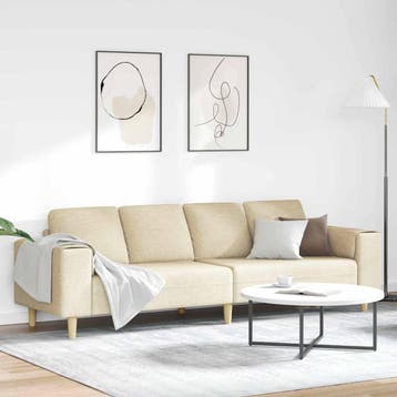 vidaXL Woonkamer Bank Crème 250 x 77 x 76 cm Polyester, Verzenden, Nieuw, Kunststof, Minder dan 150 cm