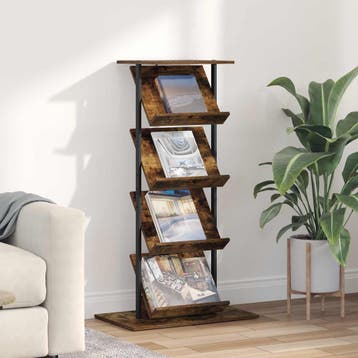 vidaXL Tijdschrift Rek Gerookt eiken 68 x 40 x 123.5 cm, Verzenden, Nieuw