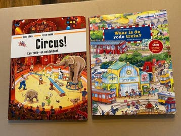 2 Prachtige Zoekboeken De Rode Trein / Circus  groot formaat, Verzenden, Gelezen, 5 of 6 jaar