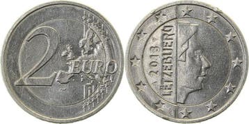 2 Euro Luxemburg 2013 komplett zilverfarben unmagnetisch 8,4, Verzenden