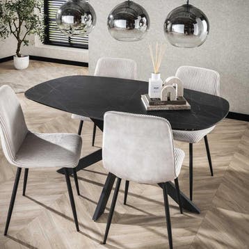 *WOONWINKEL* Marmerlook Eettafel 150 Cm Deens Ovaal, Huis en Inrichting, Verzenden, Nieuw
