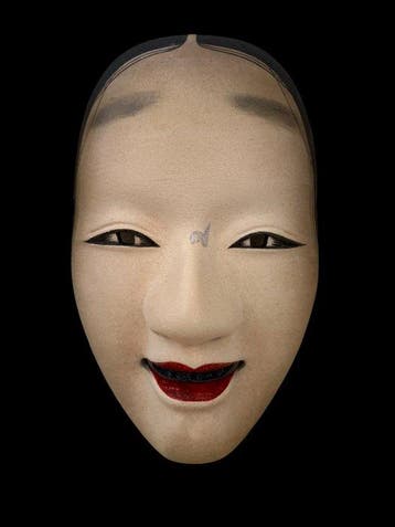 Noh masker - Hout, Prachtig Japans handgesneden houten