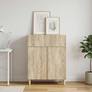 vidaXL Dressoir met lade Sonoma Eiken 66 x 34,5 x 90 cm, Verzenden, Nieuw, Overige houtsoorten, Minder dan 50 cm