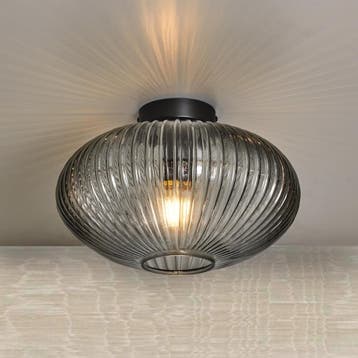 Design Plafondlamp Rond Smokeglas, Verzenden, Nieuw, Glas