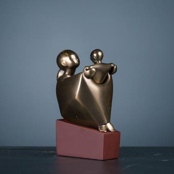 Figuur - Moeder en kind beeld in bronskleur - parastone, Antiek en Kunst