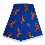 VLISCO stof Hollandais Afrikaanse Wax print - Blauw / Oranje, Ophalen of Verzenden, Nieuw