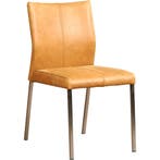 Leren eetkamerstoel Basic - Vintage Cognac (cognac) - Poten, Ophalen of Verzenden, Nieuw, Leer, Modern