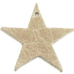2 x DQ leer hanger ster 4,5 cm x 2 mm Reptiel Natural Brown, Ophalen of Verzenden, Nieuw, Bedel
