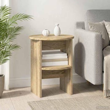 vidaXL Bijzetkast Sonoma Eiken Ø40 x 50 cm Geconstrueerd, Verzenden, Nieuw, Overige houtsoorten, Minder dan 100 cm