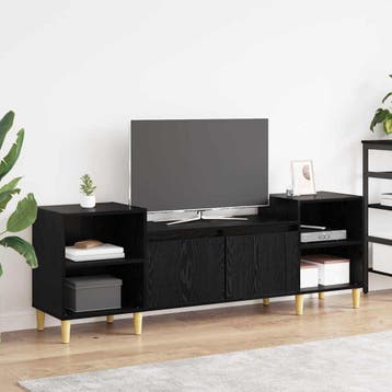vidaXL TV-kast 160 x 35 x 55 cm Zwart Eiken Bewerkt hout, Minder dan 50 cm, Verzenden, Nieuw, Minder dan 100 cm