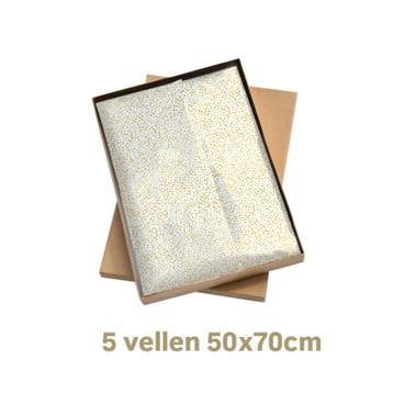 5 vellen vloeipapier luxe dots - goud - (Inpakpapier), Diversen, Cadeaupapier, Ophalen of Verzenden, Nieuw