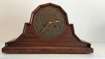 Amsterdamse School klok - MUNDI - Art Deco -eiken - messing, Antiek en Kunst, Antiek | Klokken