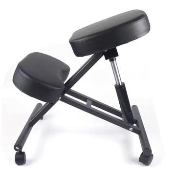 Ergonomische kniestoel zwart verstelbaar met 80 mm kussens, Verzenden, Zwart, Nieuw, Bureaukruk
