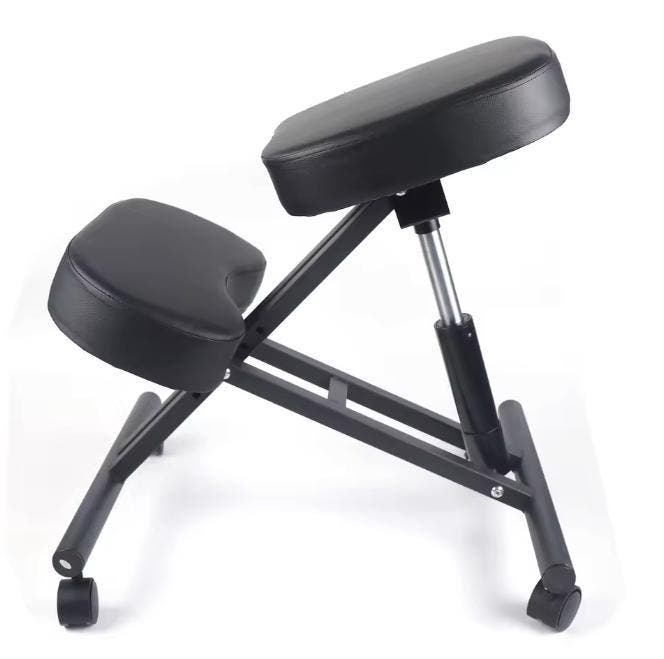 Ergonomische kniestoel zwart verstelbaar met 80 mm kussens, Huis en Inrichting, Bureaustoelen, Bureaukruk, Zwart, Nieuw, Ergonomisch