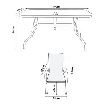 casa.pro Tuinset Aradeo 7-delig tuintafel met tuinstoelen zw, Tuin en Terras, Verzenden, Nieuw