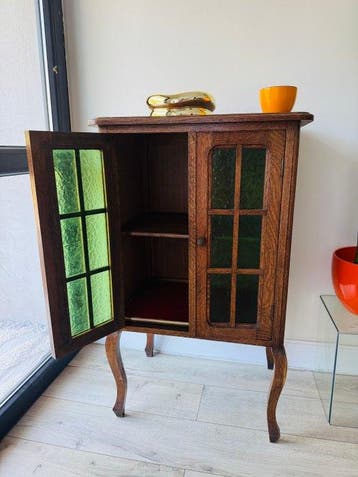 Dressoir - Eik, Glas - Todur eikenkast, Antiek en Kunst