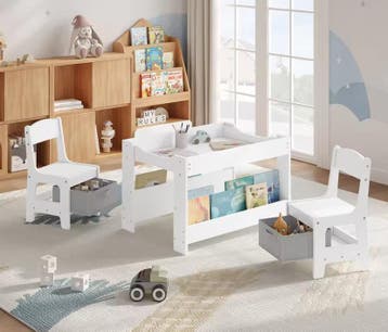 Kindertafel met 2 Stoelen en Opbergruimte met Schoolbord, Verzenden, Nieuw