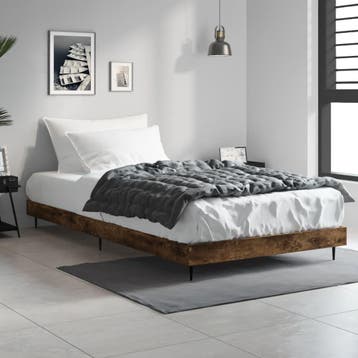 vidaXL Bedframe zonder matras hout gerookt eikenkleurig, 100 cm, Eenpersoons, Bruin, Verzenden