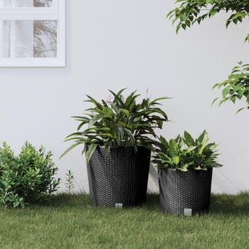 vidaXL Plantenbak uitneembare bak rattan-look 35/37,5 L PP, Verzenden, Nieuw, Minder dan 60 cm