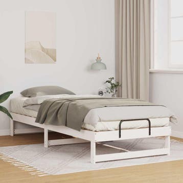 vidaXL Bedframe Wit 80 x 220 cm Massief grenenhout, Huis en Inrichting, Slaapkamer | Bedden, Verzenden, Nieuw, Wit, Hout