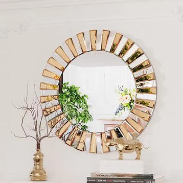 Ronde Sunburst Wandspiegel met Facetrand voor Interieur, Verzenden, Nieuw