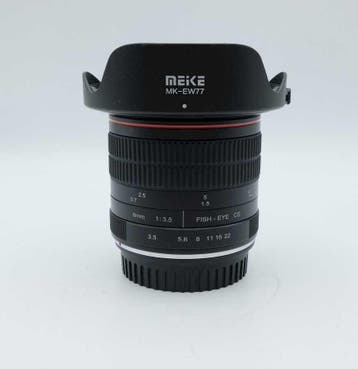 Meike MK 8mm f/3.5 Fish Eye Canon EF  OCCASION (254), Ophalen of Verzenden, Zo goed als nieuw