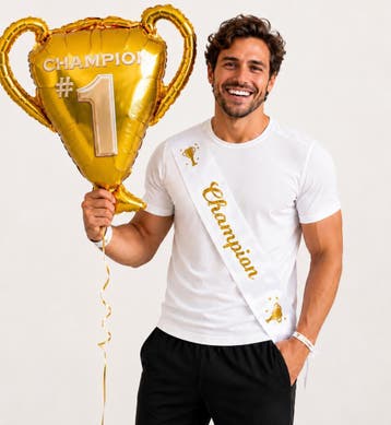 3-delige set Champion met sjerp, armband en folie ballon, Ophalen of Verzenden, Nieuw, Overige typen