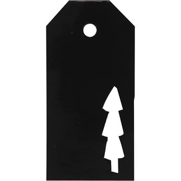 Cadeaulabels, afm 5x10 cm, 300 gr, zwart, 15 stuk/ 1 doos, Nieuw