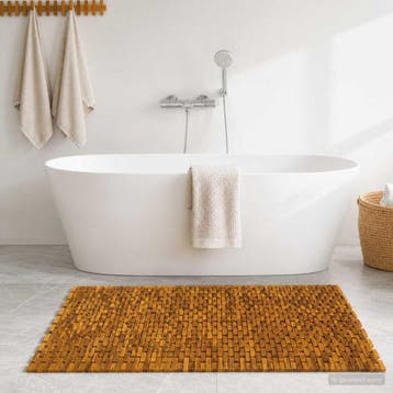 vidaXL Badmatten Naturel 105 x 160 cm Massief Acaciahout, Huis en Inrichting, Verzenden, Nieuw, Bruin