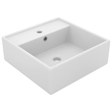 vidaXL Wastafel met overloop vierkant 41x41 cm keramiek, Verzenden, Nieuw