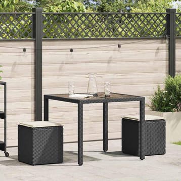 vidaXL Tuinkrukken met kussens 2 st 40x40x43 cm poly rattan, Verzenden, Nieuw