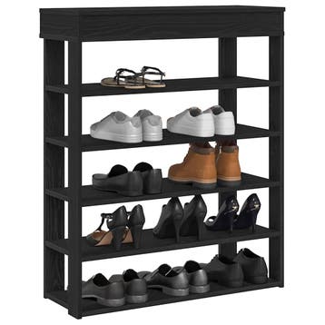 vidaXL Schoenenrek 80x30x98 cm bewerkt hout zwart, Verzenden, Nieuw