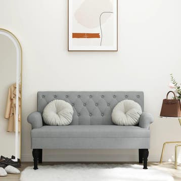 vidaXL Bankje met rugleuning 120x62x75,5 cm stof lichtgrijs, Huis en Inrichting, Banken | Bankstellen, Verzenden, Nieuw, Stof