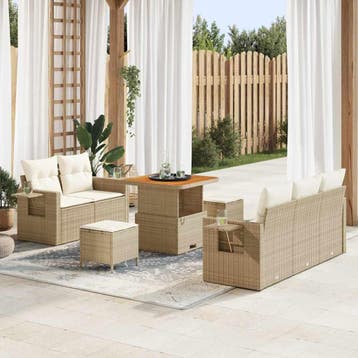 vidaXL Tuin Sofa Set 8 st Beige poly rattan, Verzenden, Nieuw, Rotan, 8 zitplaatsen