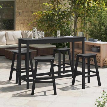 vidaXL Tuin Bar Set 4 st Zwart HDPE, Verzenden, Nieuw, 4 zitplaatsen