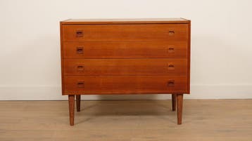 Vintage Deense ladekast | 4 lades  | Teak, Ophalen of Verzenden, Nieuw