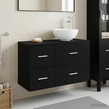 vidaXL Badkamermeubelset 2 st Zwart eiken Bewerkt hout, Huis en Inrichting, Verzenden, Nieuw